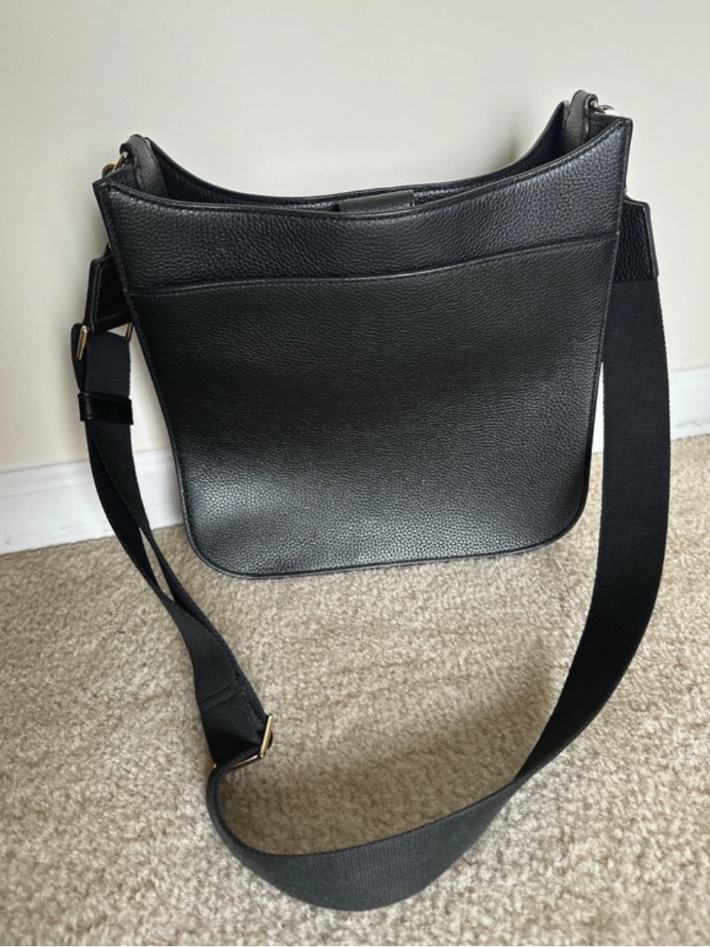 Tory Burch Black Pebbled Leather Logo Crossbody - Picture 4 of 7